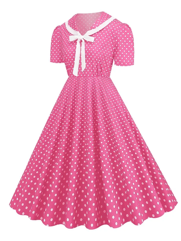 1950s-polka-dots-lapel-bowknot-swing-dress