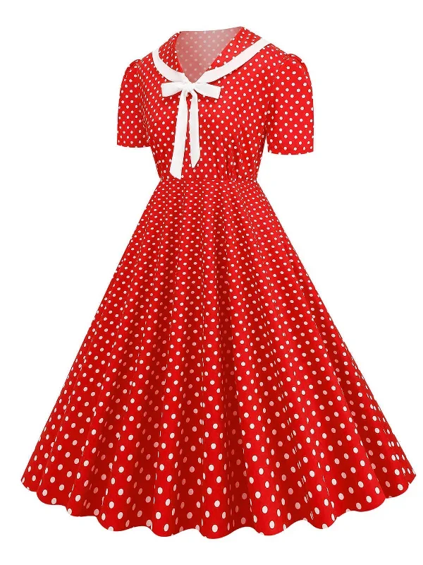 1950s-polka-dots-lapel-bowknot-swing-dress