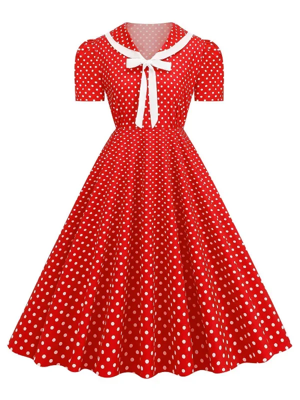 1950s-polka-dots-lapel-bowknot-swing-dress