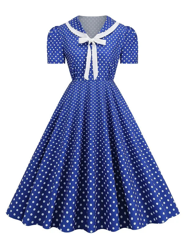 1950s-polka-dots-lapel-bowknot-swing-dress