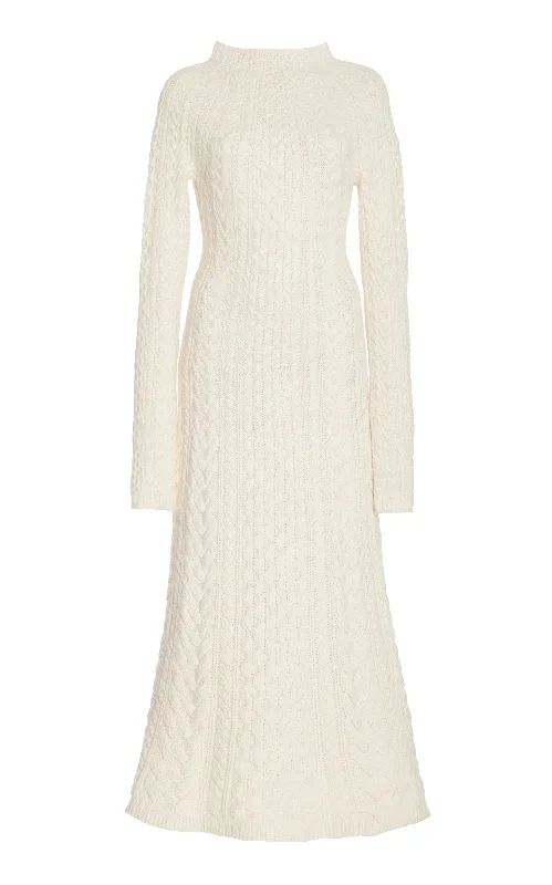 Amaris Knit Dress in Ivory Cashmere