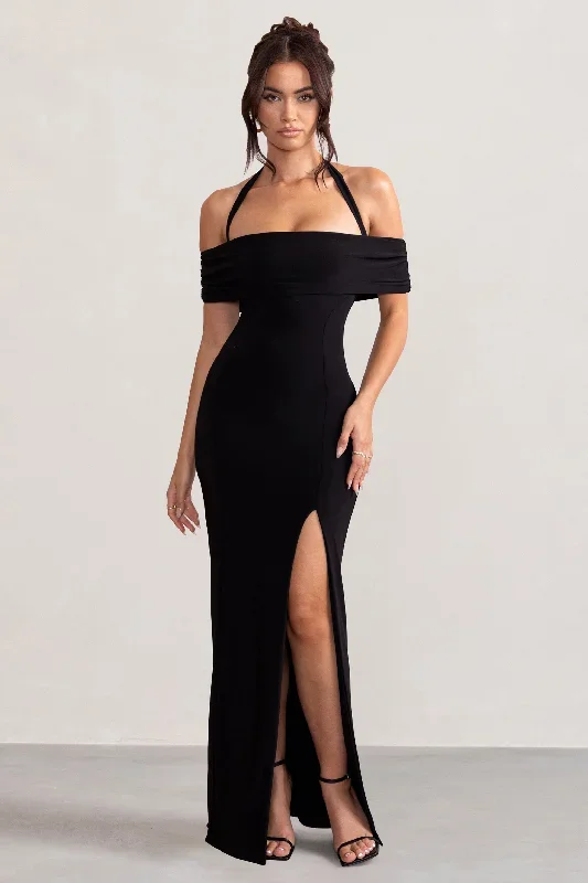 anisa-black-halter-neck-bardot-maxi-dress-with-thigh-split-cl129055002