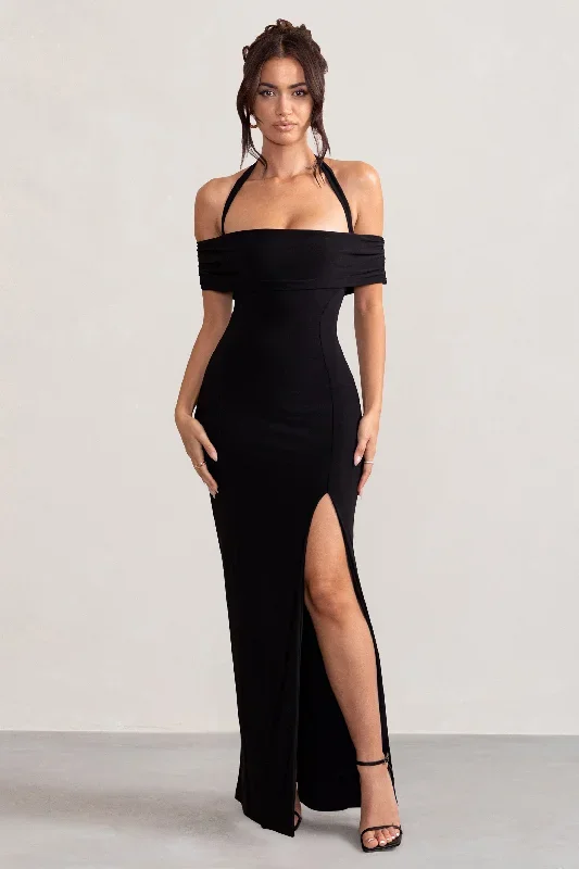 anisa-black-halter-neck-bardot-maxi-dress-with-thigh-split-cl129055002