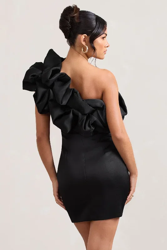 at-the-opera-black-satin-asymmetric-ruffled-mini-dress-cl128710002