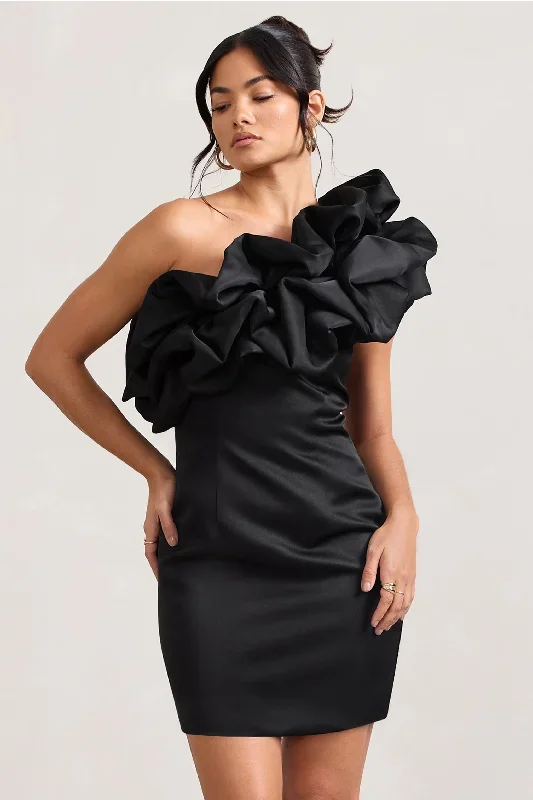 at-the-opera-black-satin-asymmetric-ruffled-mini-dress-cl128710002