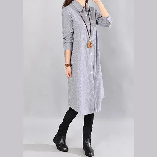 baggy-blue-midi-length-linen-dress-oversize-linen-shirts-dresses-boutique-lapel-collar-striped-cotton-clothing