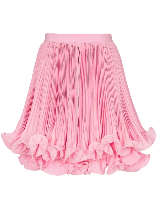 Pleated Light Crepe Short Skirt