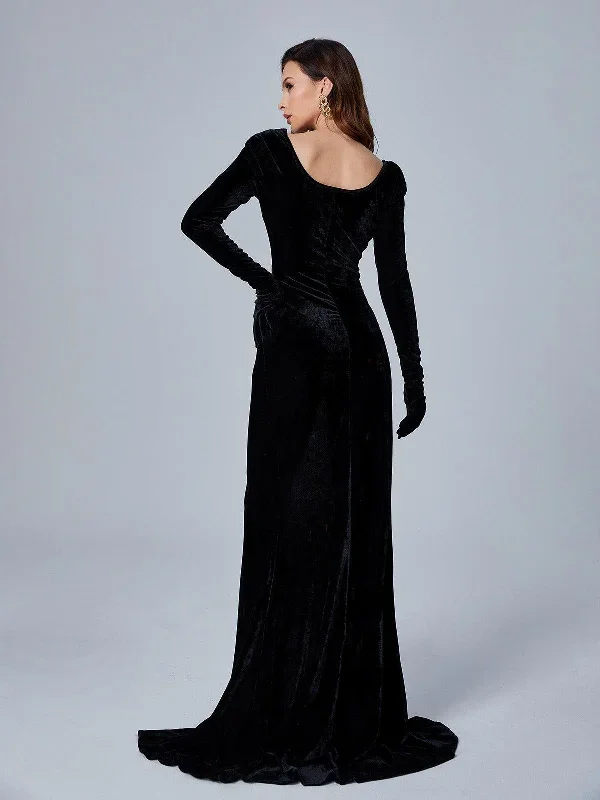 bernice-long-sleeve-gloves-velvet-maxi-dress-in-black