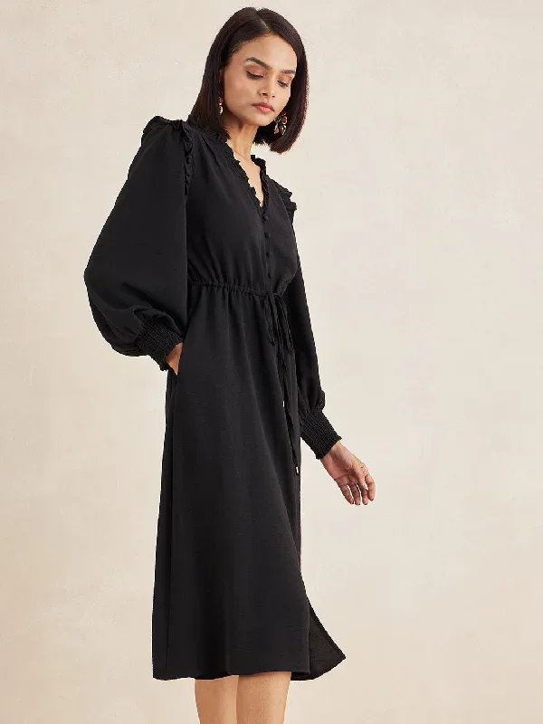 black-button-down-midi-dress-ff-5100a