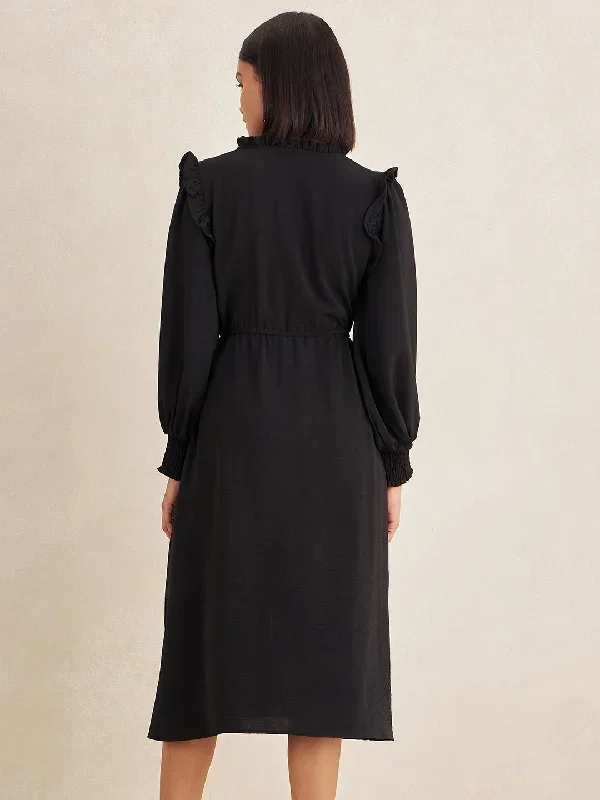 black-button-down-midi-dress-ff-5100a