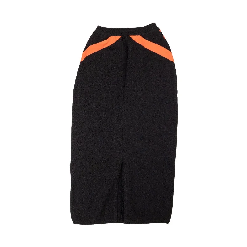 black-faded-orange-knit-diagonal-midi-skirt