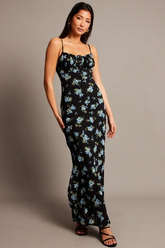 black-floral-midi-dress-gathering-bust-sleeveless-dd3505h-33p-1