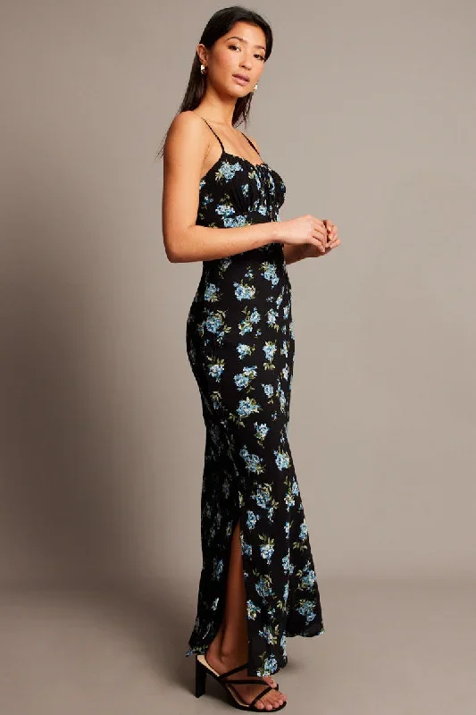 black-floral-midi-dress-gathering-bust-sleeveless-dd3505h-33p-1