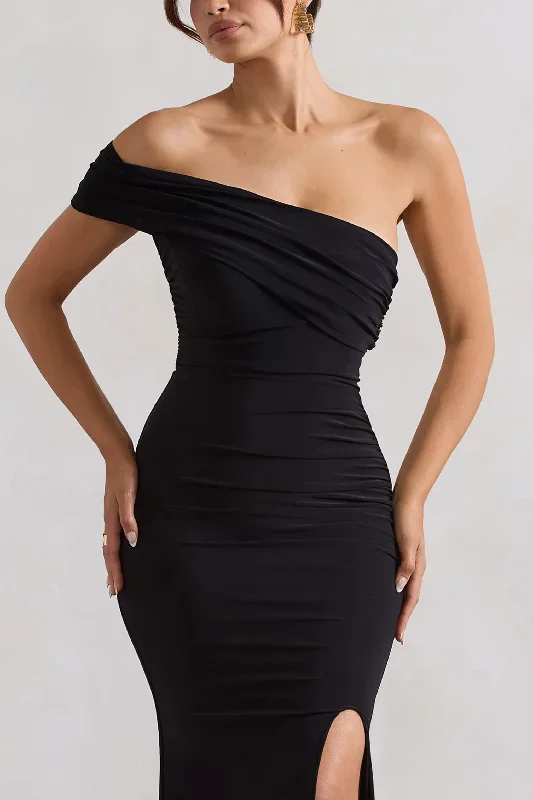 black-one-shoulder-maxi-dress