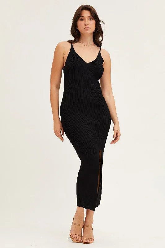 black-v-neck-kint-midi-dress-dd12231-f