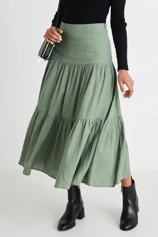 blazingmosstieredlinenmidiskirt