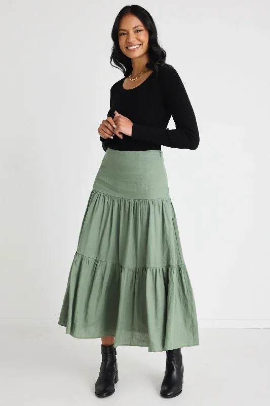 blazingmosstieredlinenmidiskirt