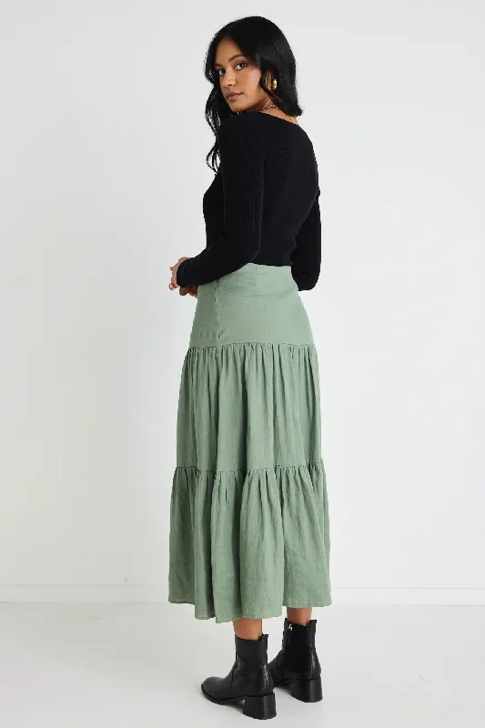 blazingmosstieredlinenmidiskirt