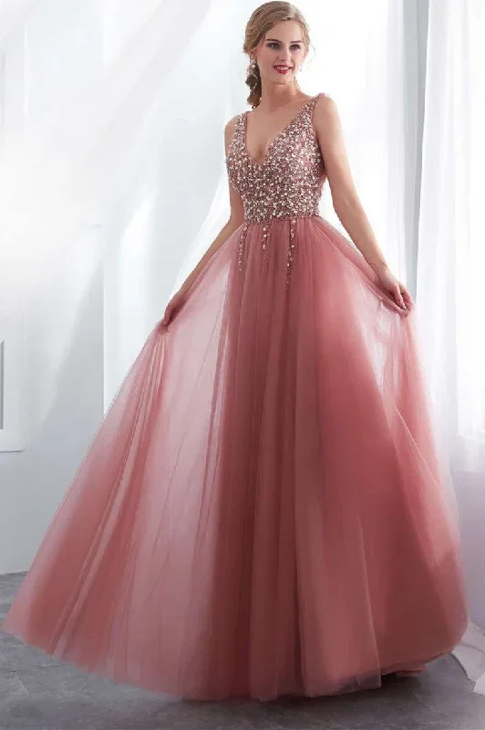 blush-pink-v-neck-beaded-tulle-prom-dress