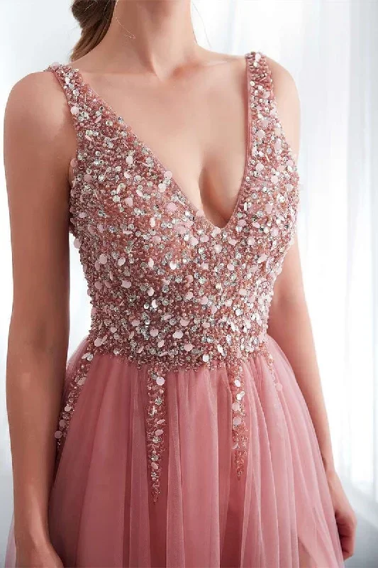 blush-pink-v-neck-beaded-tulle-prom-dress