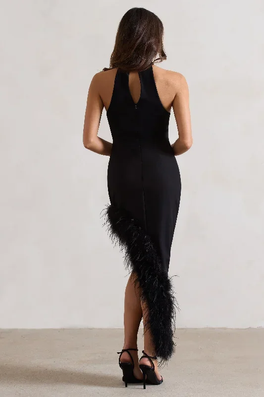 brilliance-black-asymmetric-maxi-dress-with-feather-trim-cl132346002