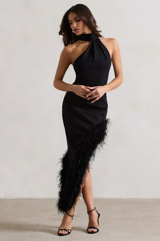 brilliance-black-asymmetric-maxi-dress-with-feather-trim-cl132346002