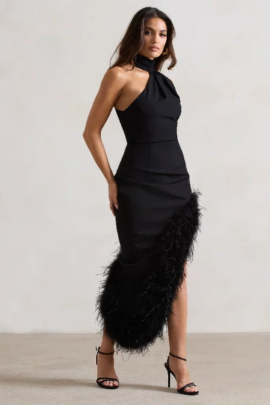 brilliance-black-asymmetric-maxi-dress-with-feather-trim-cl132346002