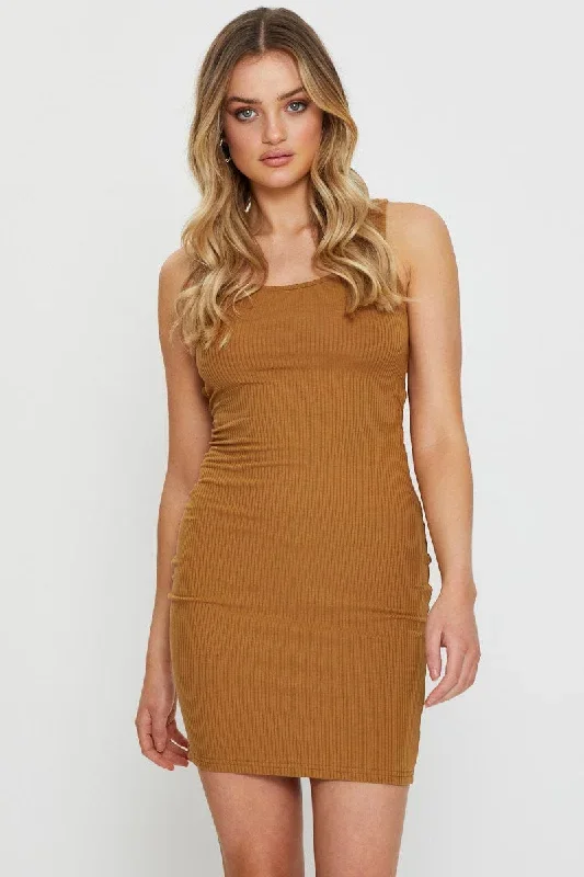 Brown Bodycon Dress Mini