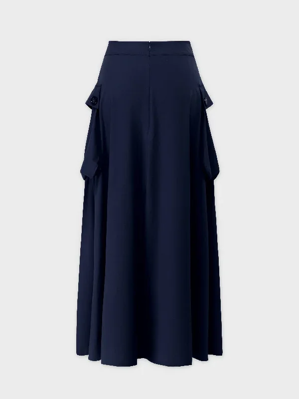 button-cargo-pocket-skirt-navy