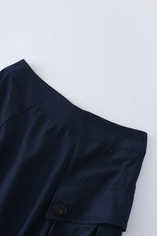 button-cargo-pocket-skirt-navy