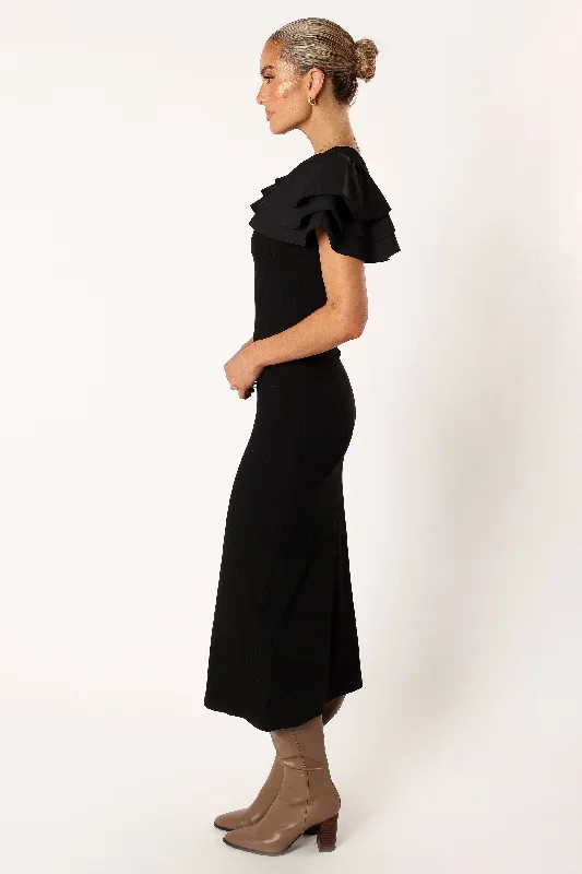 cally-ruffle-sleeve-midi-dress-black