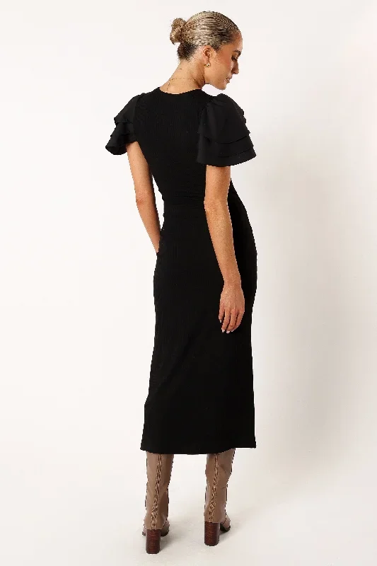 cally-ruffle-sleeve-midi-dress-black