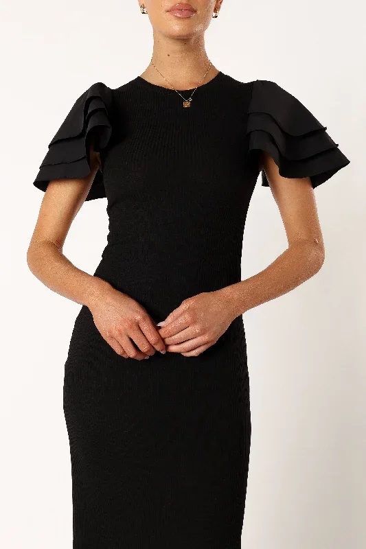 cally-ruffle-sleeve-midi-dress-black