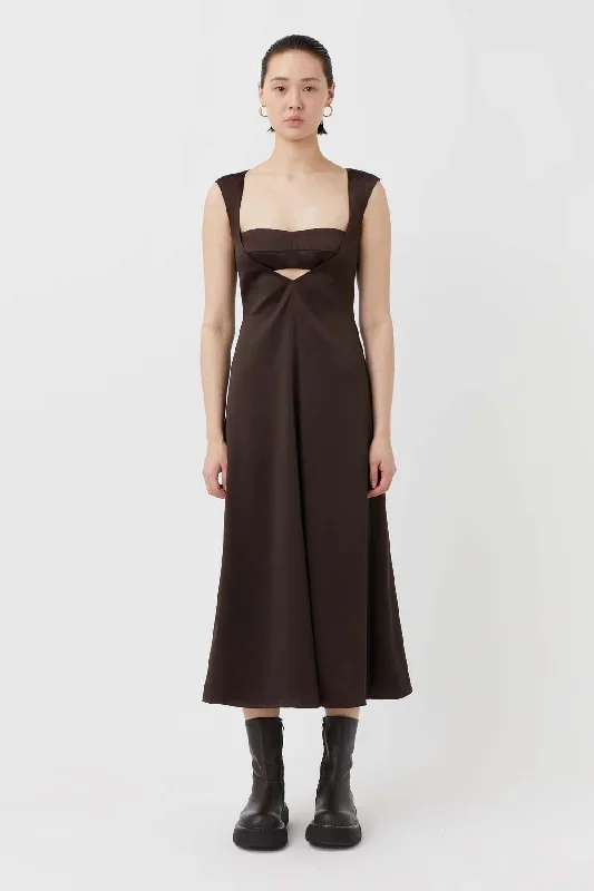 CAMILLA AND MARC SORRELL MIDI DRESS CHOCOLATE