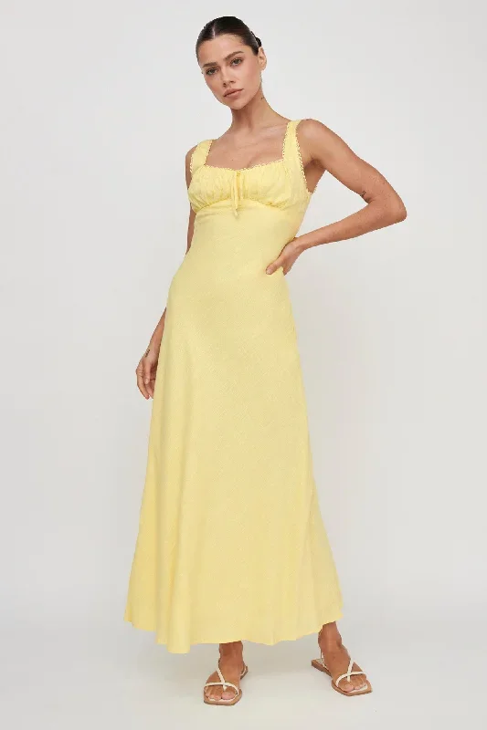 Carlee Gathered Bust Maxi Dress Yellow