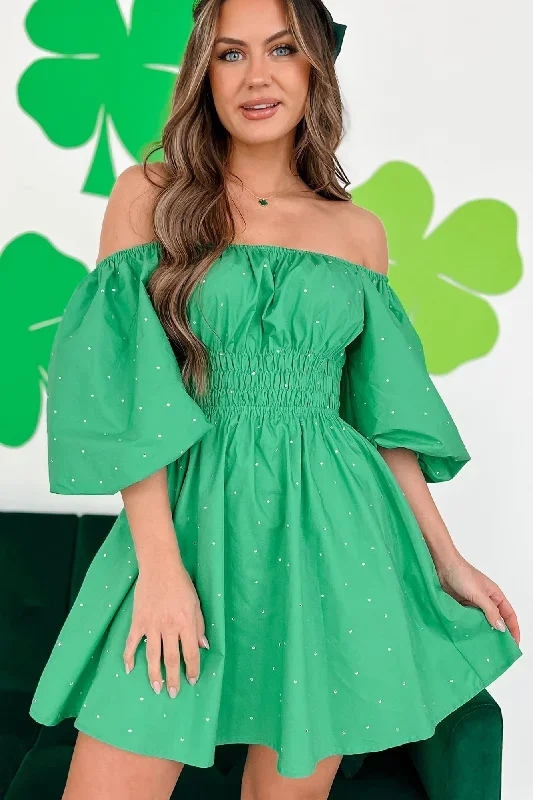 catriona-off-the-shoulder-rhinestone-detail-mini-dress-green