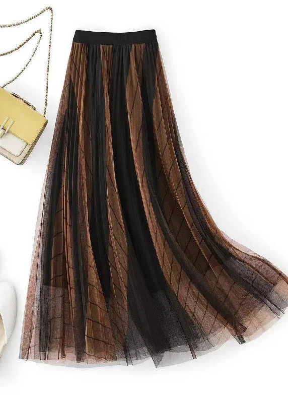 chic-coffee-gradient-elastic-waist-pleated-skirt-spring