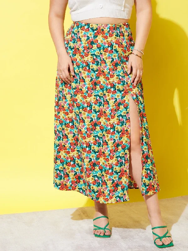 cur-sk1433rd-berrylush-women-plus-size-red-yellow-green-floral-printed-crepe-slip-on-thigh-high-slit-flared-a-line-midi-skirt