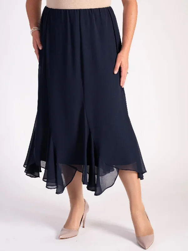 Dark Navy Six Panelled Chiffon Skirt