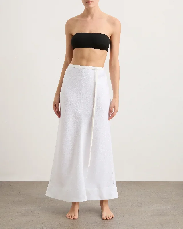 Delphi Bias Cut Linen Maxi Skirt - White