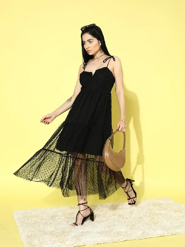 dr5086bk-berrylush-women-solid-black-dobby-weave-sweetheart-neck-tie-up-straps-semi-sheer-net-tiered-fit-flare-mini-dress