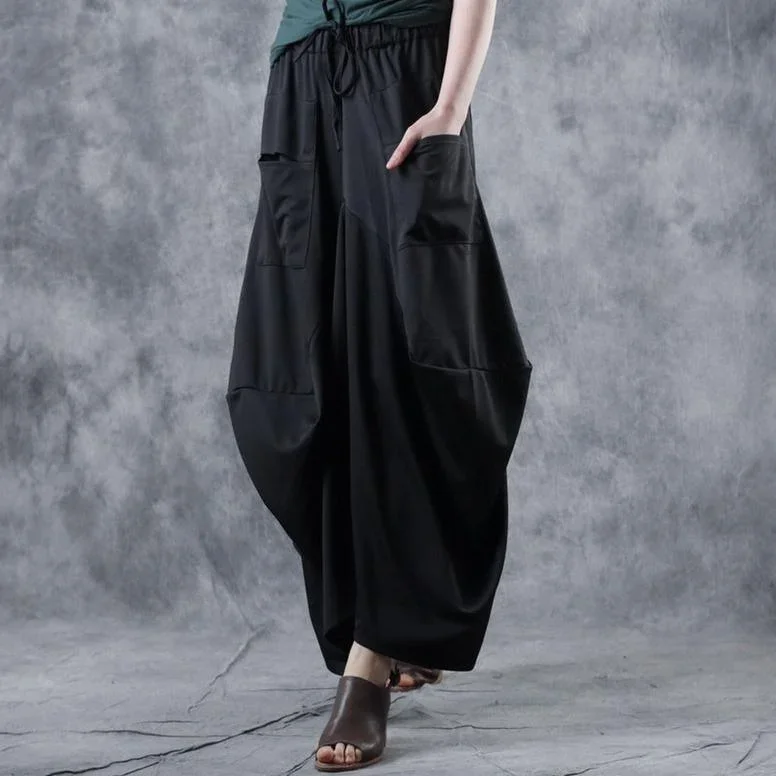 elegant-black-cotton-clothes-women-elastic-waist-asymmetric-maxi-summer-skirt