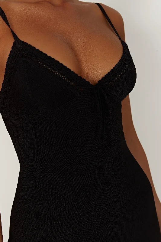 ellis-pointelle-knit-mini-dress-black