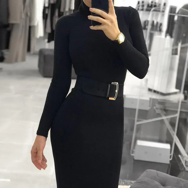 fashion-autumn-women-turtleneck-long-sleeve-dress-solid-color-tight-midi-dress-elegant-slim-fit-high-neck-bodycon-dresses