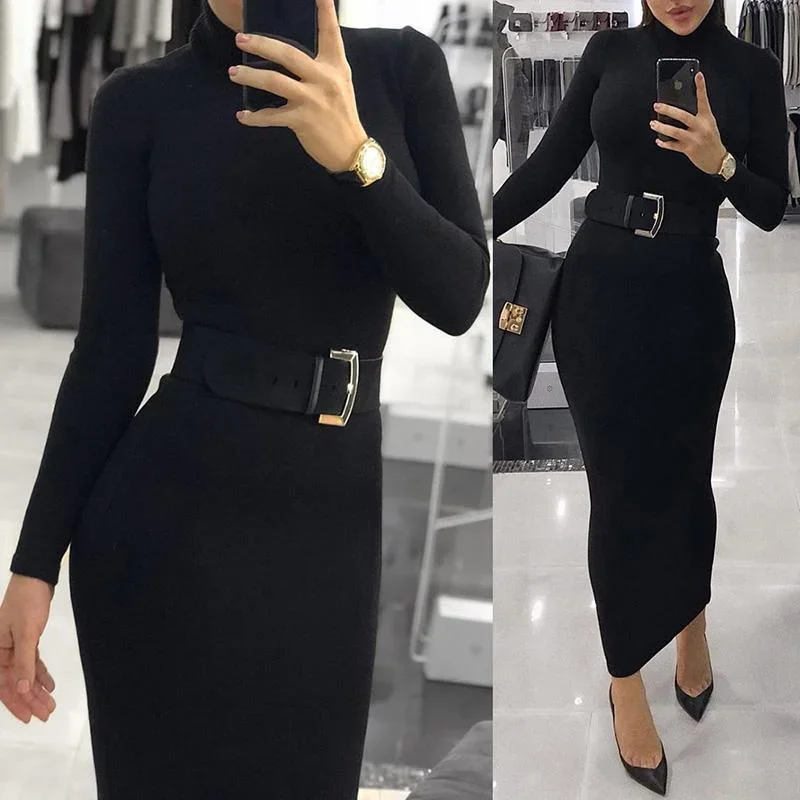 fashion-autumn-women-turtleneck-long-sleeve-dress-solid-color-tight-midi-dress-elegant-slim-fit-high-neck-bodycon-dresses