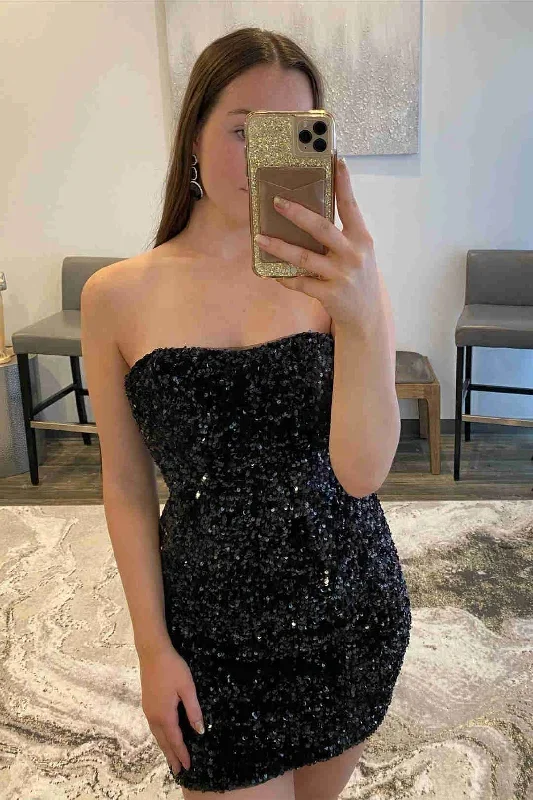 fitted-strapless-black-sequined-homecoming-dress