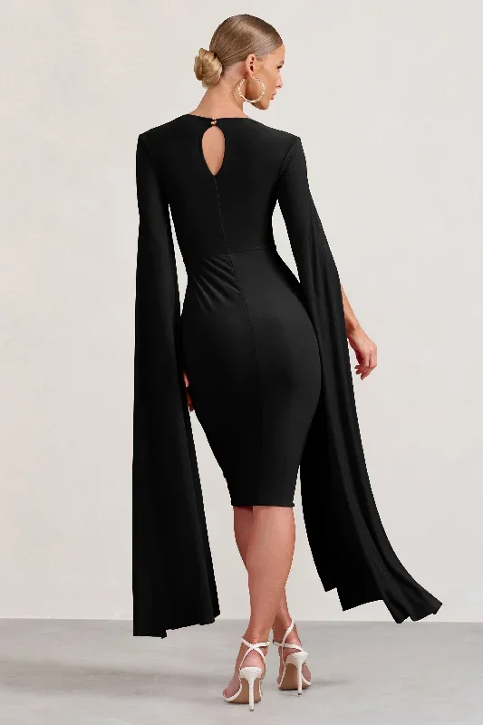 flawless-black-square-neck-midi-dress-with-cape-sleeves-cl127209002