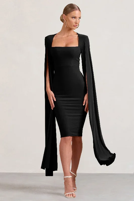 flawless-black-square-neck-midi-dress-with-cape-sleeves-cl127209002