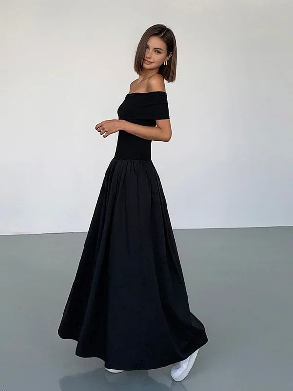 frenchy-solid-off-shoulder-long-dress