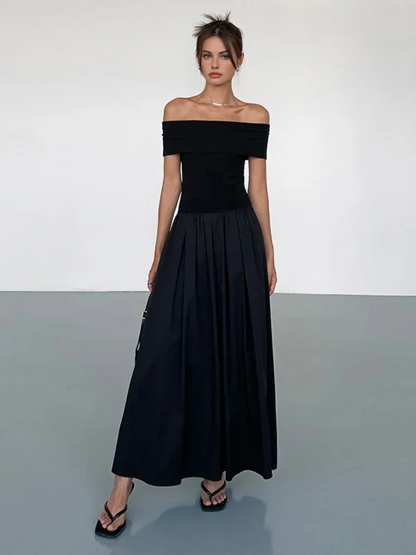 frenchy-solid-off-shoulder-long-dress